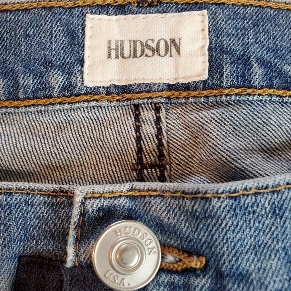 HUDSON SZ 27 Riley Relaxed Cropped Straight Exposed Zipper Stretch Jeans - Picture 11 of 15